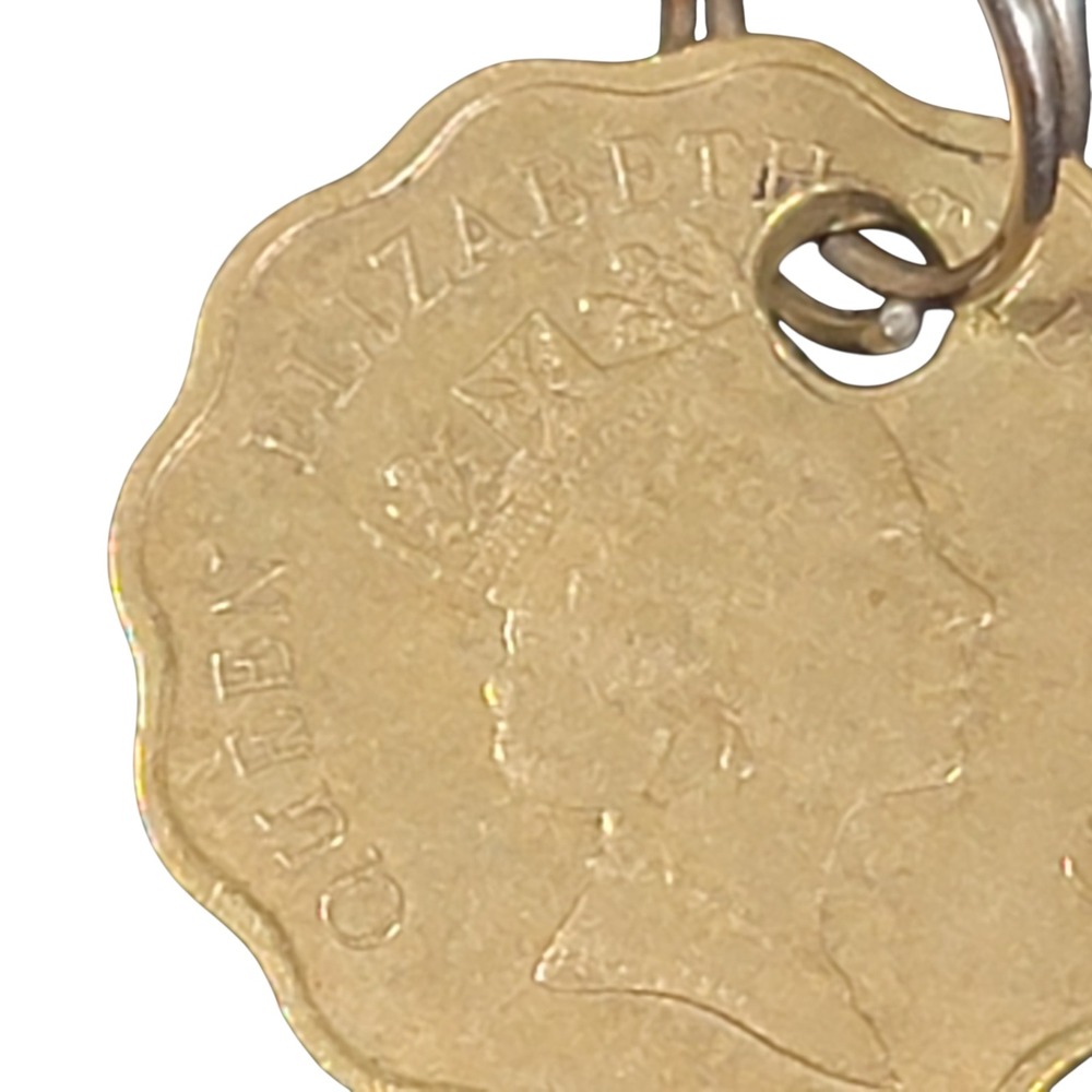 VTG 1988 Hong Kong 20 Cent Coin Pendant Charm Queen Elizabeth II Travel Upcycled - Picture 2 of 5